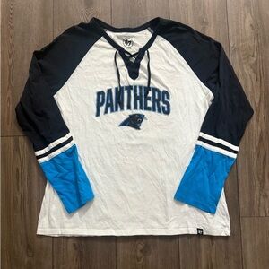 ’47 Brand Carolina Panthers Lace Up Long Sleeve Shirt XL NFL Hockey Style